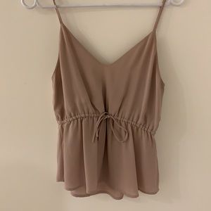 Babaton warren cinch waist tank top tan color